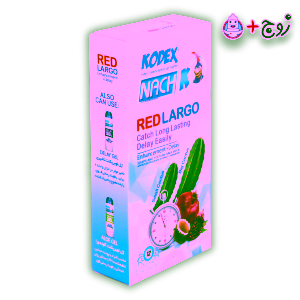 کاندوم تاخیری ناچ کدکس مدل رد لارگو Red largo - نمای سه رخ جعبه