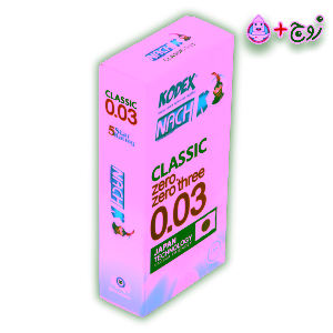 کاندوم نازک 0.03 کدکس (ناچ کدکس) مدل ژاپنی - نمای سه رخ جعبه