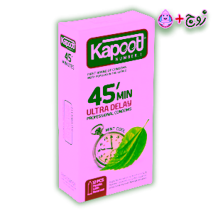 کاندوم فوق تاخیری 45 دقیقه کاپوت حاوی بنزوکائین - نمای سه رخ جعبه