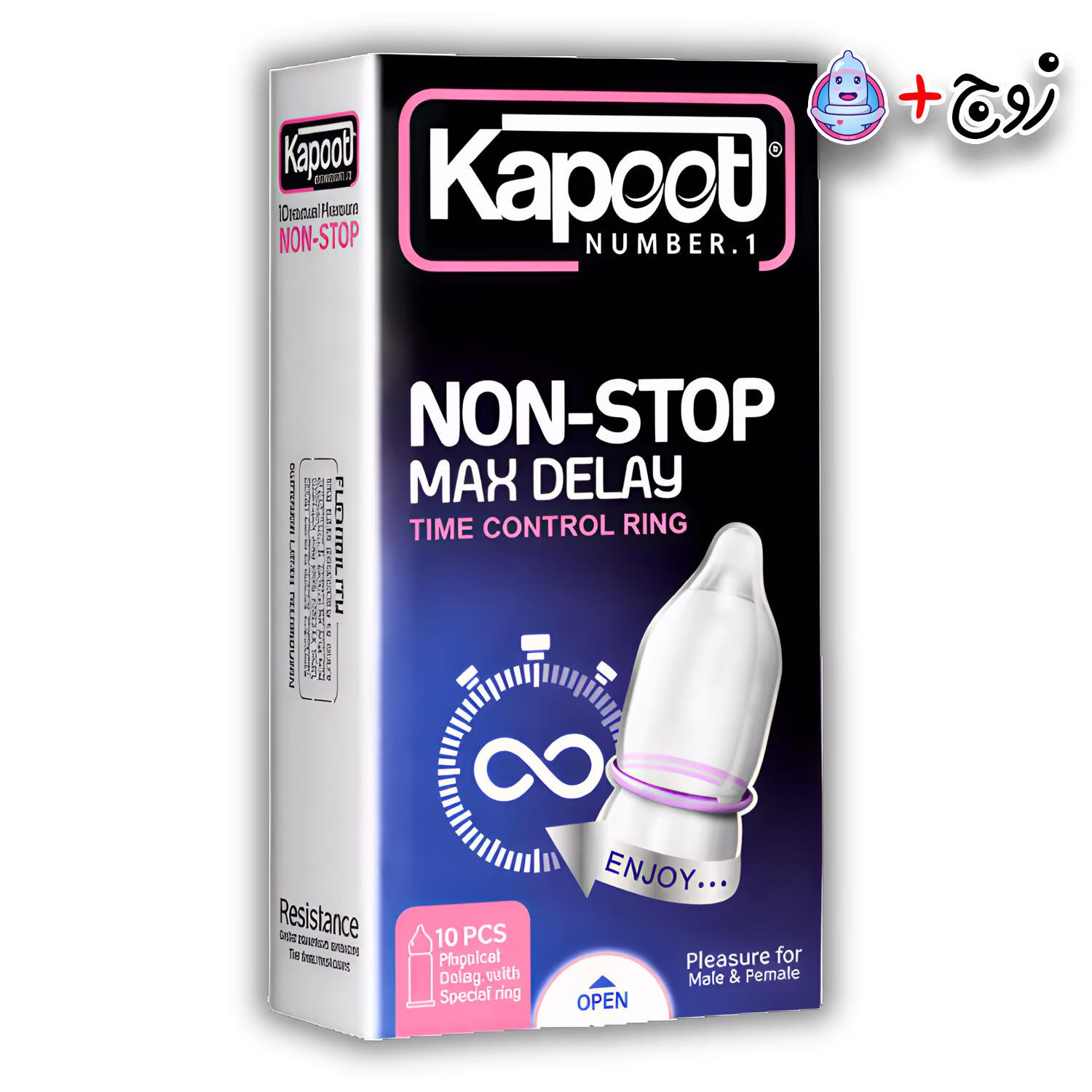کاندوم تاخیری مکس دیلی کاپوت مدل نان استاپ (Non Stop Max Delay) - نمای سه رخ جعبه